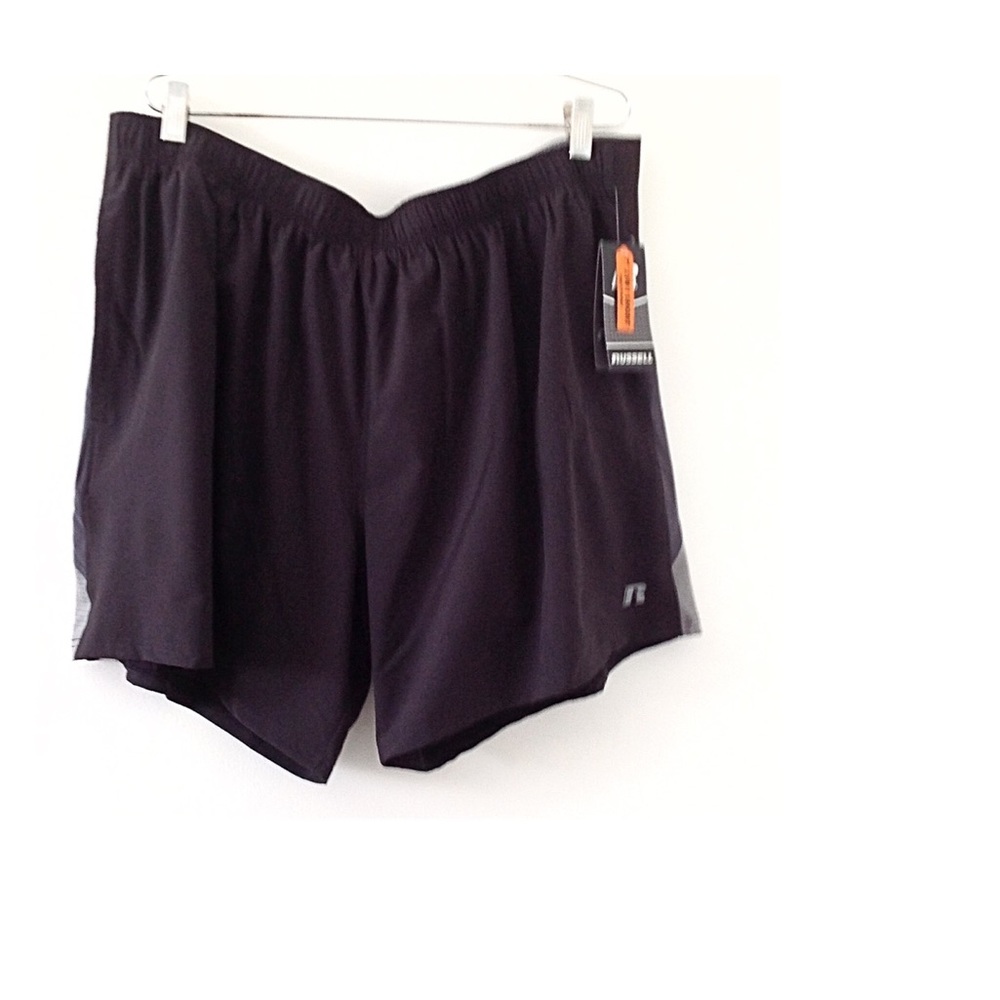 New Russell Active Shorts Black Gray, W/ Briefs